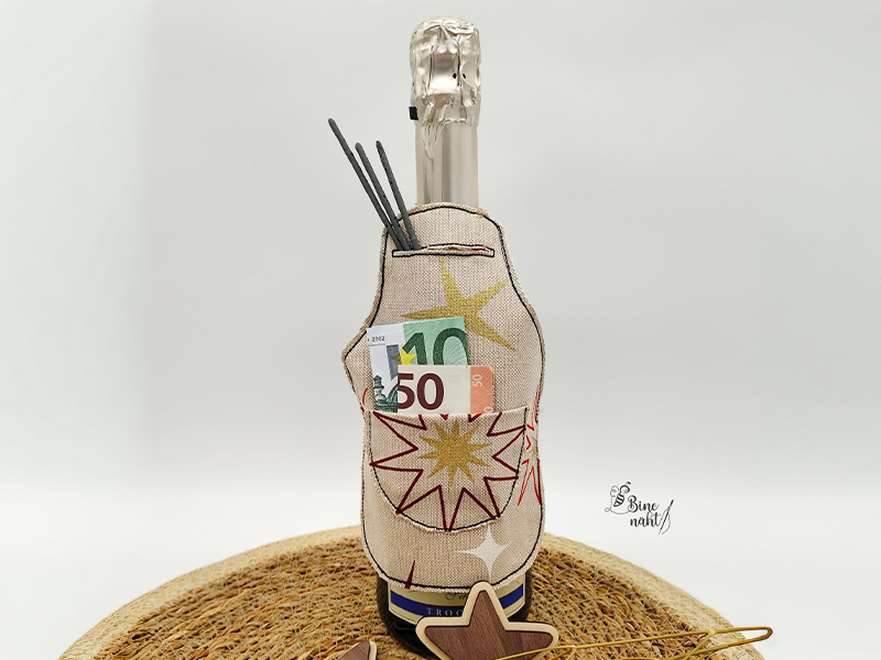 Preview: Flaschenschürze Silvester Mix - ITH-Stickdatei